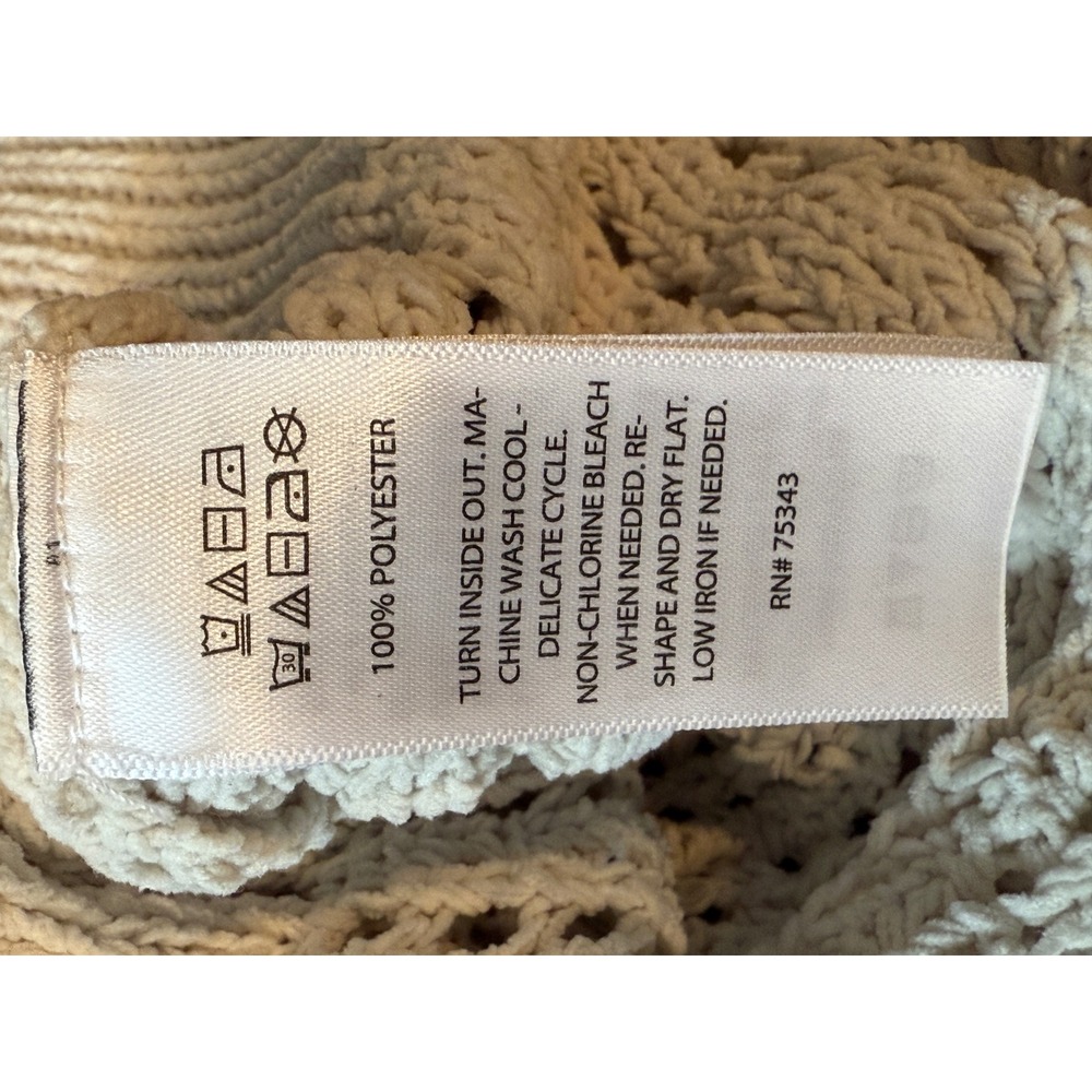 Joie Cream Beige Open Knit Crochet Fisherman Pullover Sweater Size Large - Picture 7 of 7